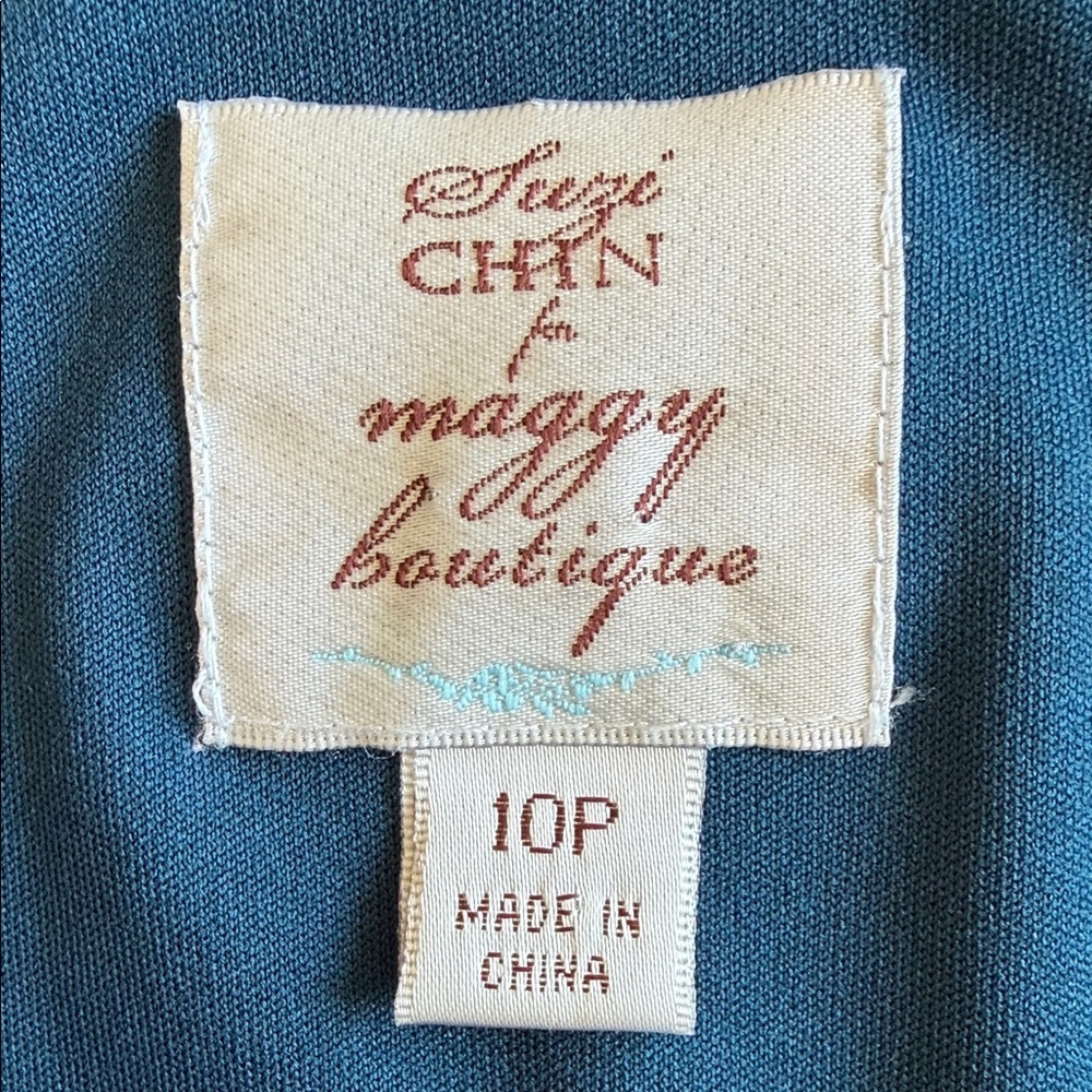 Suzi Chin for Maggy Boutique 100% Silk Navy Mini Dress with Tie Waist - Picture 4 of 13